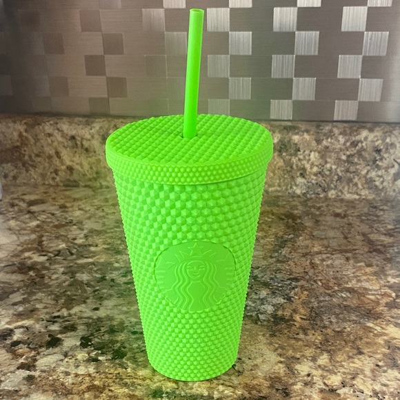 Starbucks Other - Starbucks Bright Green Textured Tumbler with Straw
